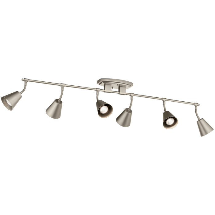 Six Light Rail Light from the Sylvia collection in Satin Nickel finish