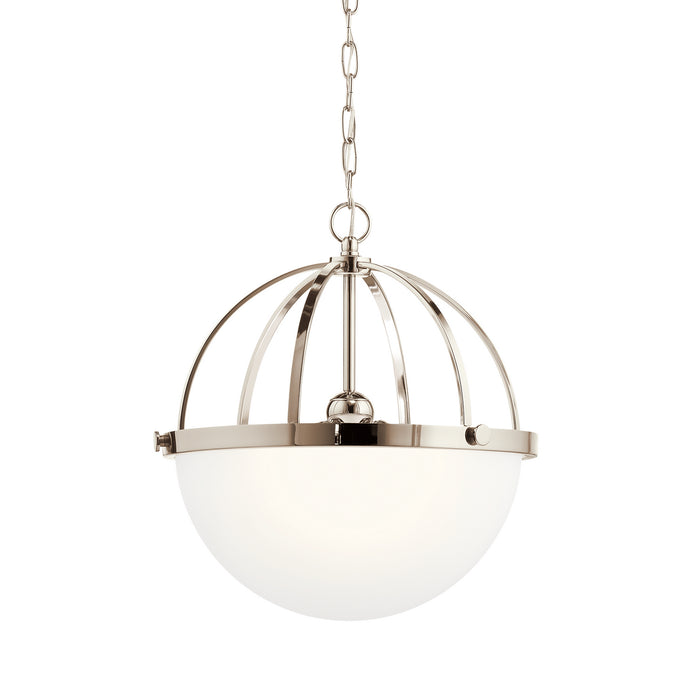 Three Light Pendant from the Edmar collection in Polished Nickel finish