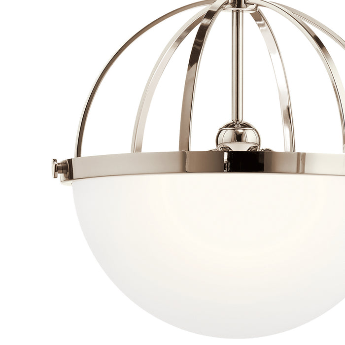 Three Light Pendant from the Edmar collection in Polished Nickel finish