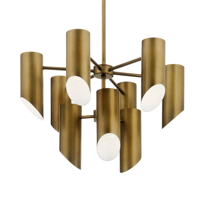 Nine Light Chandelier from the Trentino collection in Natural Brass finish