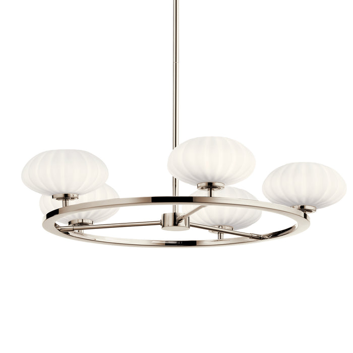 Six Light Chandelier from the Pim collection in Polished Nickel finish