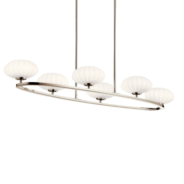 Six Light Chandelier from the Pim collection in Polished Nickel finish