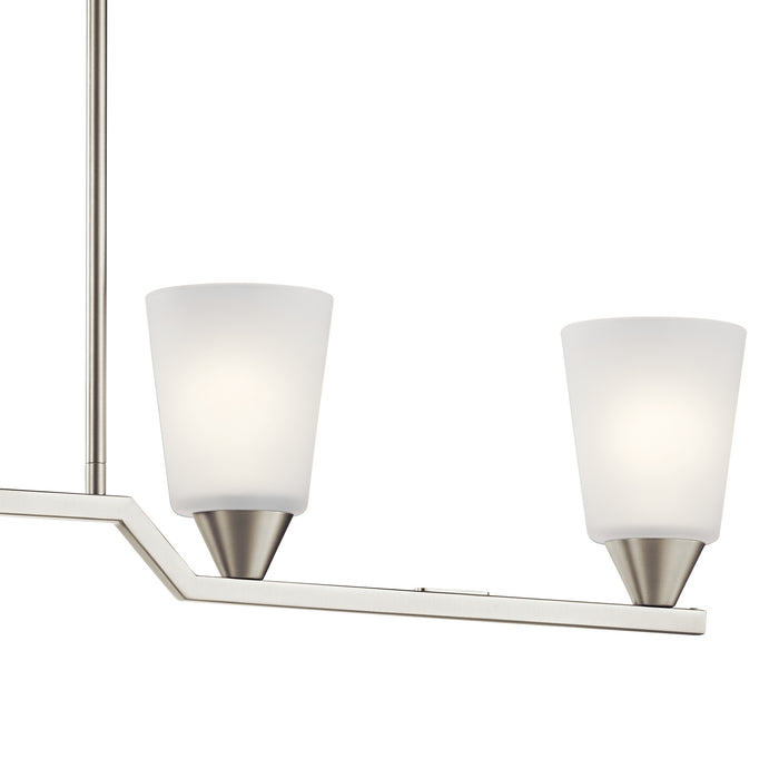 Four Light Linear Chandelier from the Skagos collection in Brushed Nickel finish