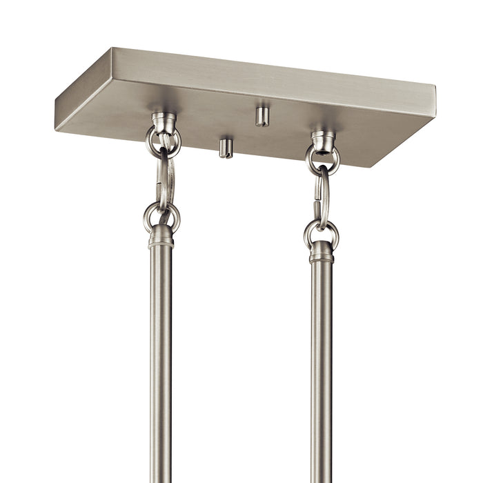 Four Light Linear Chandelier from the Skagos collection in Brushed Nickel finish