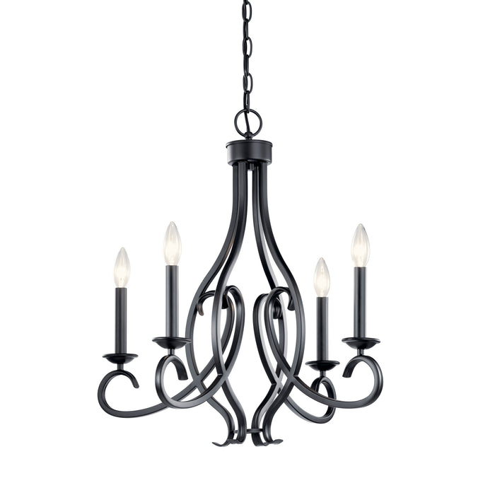 Four Light Chandelier from the Ania collection in Black finish