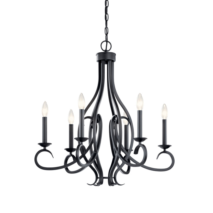 Six Light Chandelier from the Ania collection in Black finish