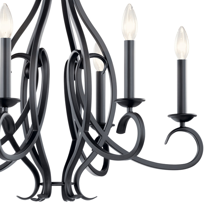 Six Light Chandelier from the Ania collection in Black finish