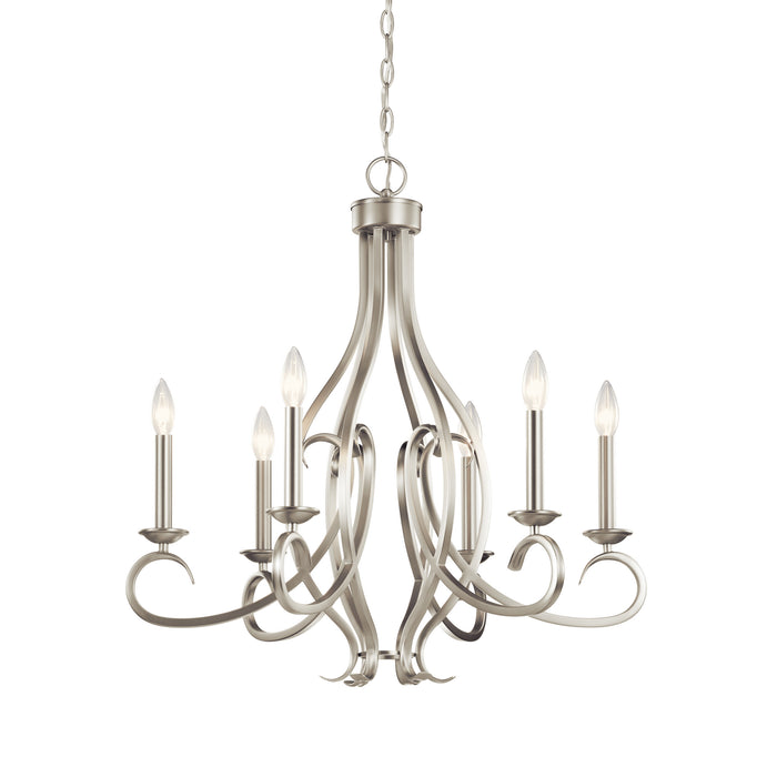 Six Light Chandelier from the Ania collection in Brushed Nickel finish