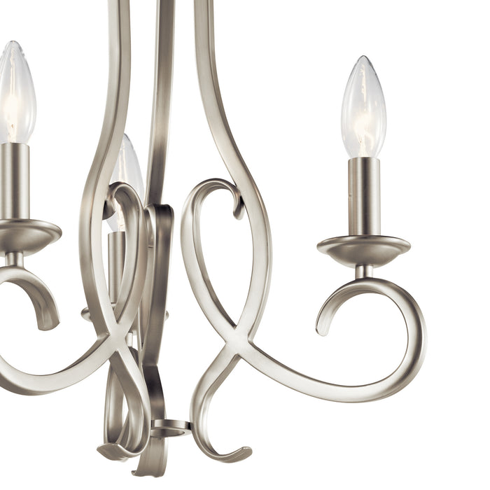 Three Light Chandelier/Semi Flush Mount from the Ania collection in Brushed Nickel finish