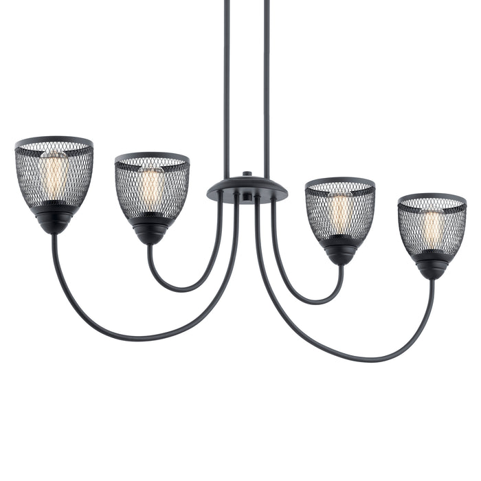 Four Light Linear Chandelier from the Voclain collection in Black finish