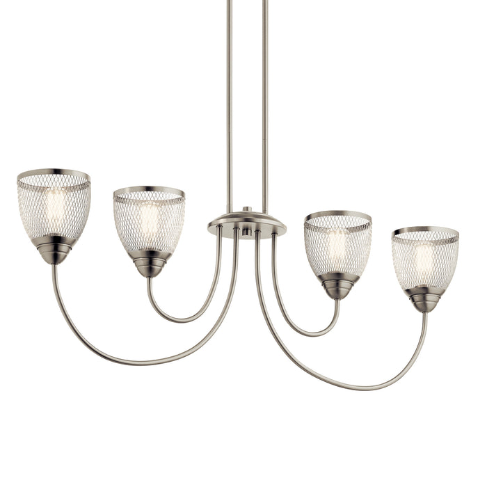 Four Light Linear Chandelier from the Voclain collection in Brushed Nickel finish