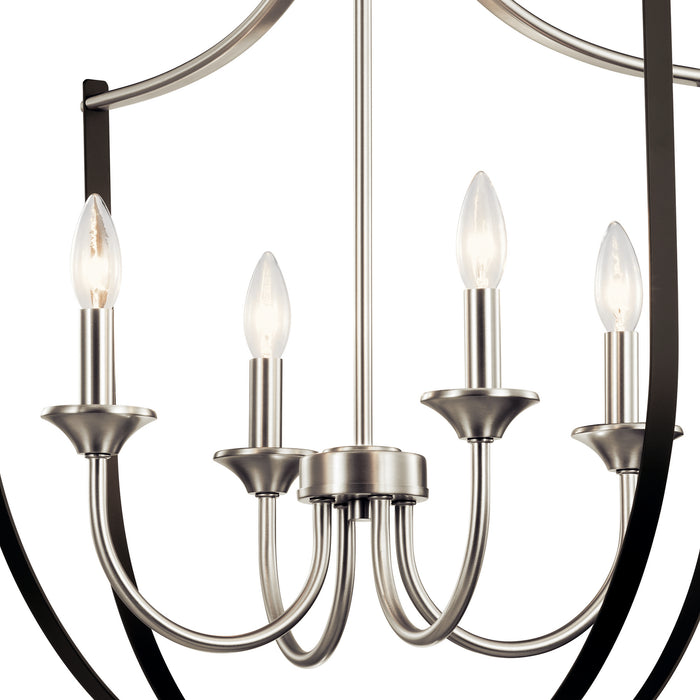 Four Light Foyer Chandelier from the Tula collection in Brushed Nickel finish