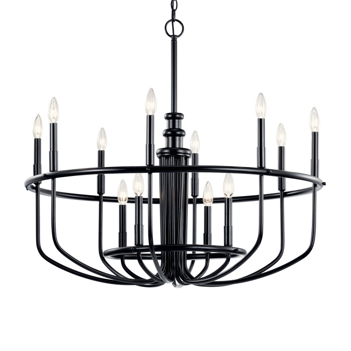 12 Light Chandelier from the Capitol Hill collection in Black finish