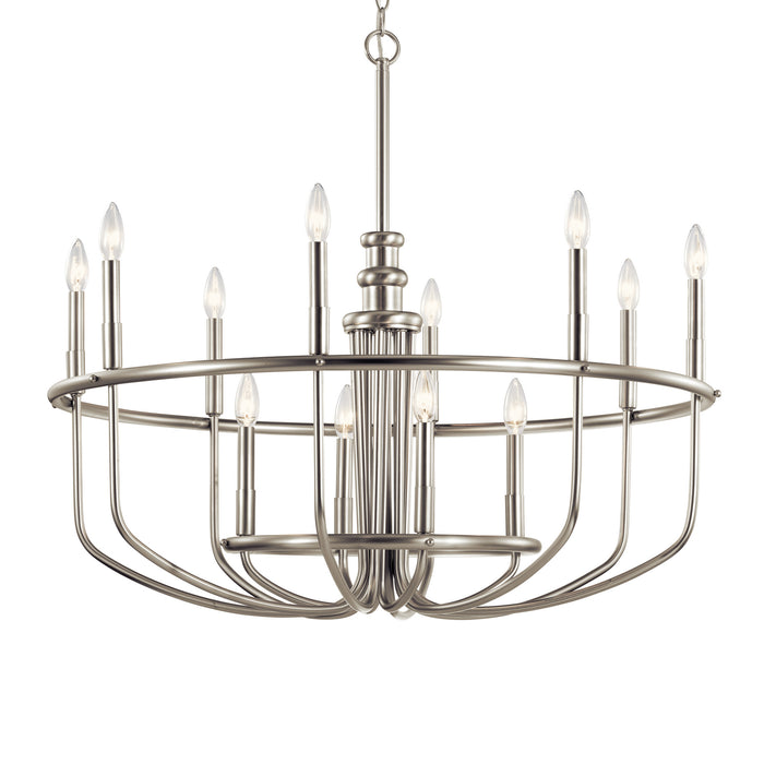 12 Light Chandelier from the Capitol Hill collection in Brushed Nickel finish