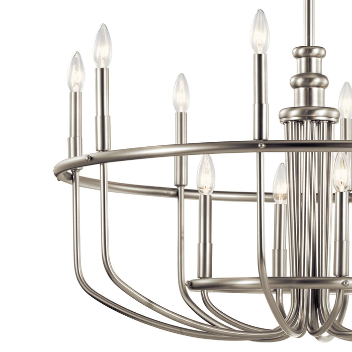 12 Light Chandelier from the Capitol Hill collection in Brushed Nickel finish