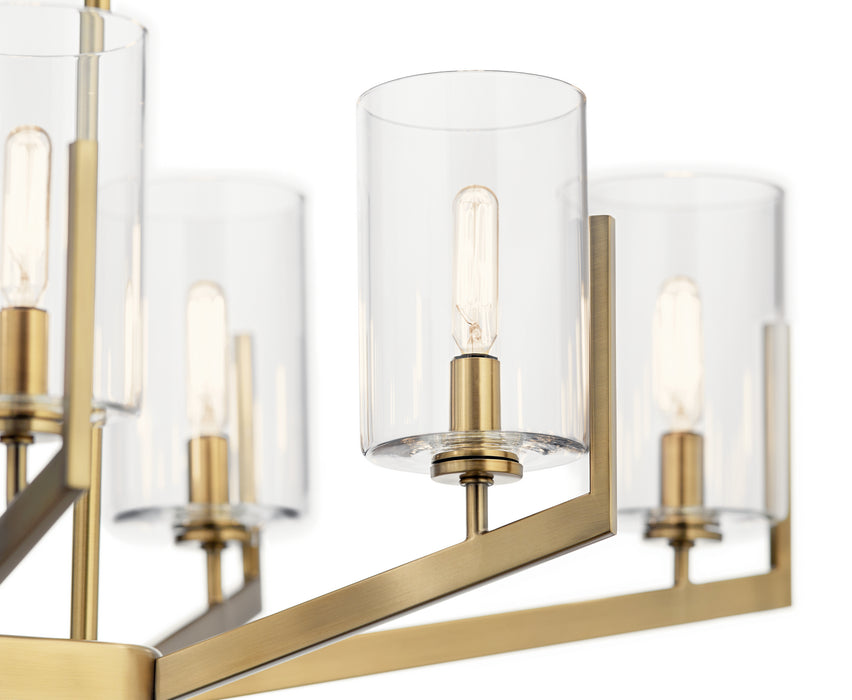 Eight Light Chandelier from the Nye collection in Brushed Natural Brass finish