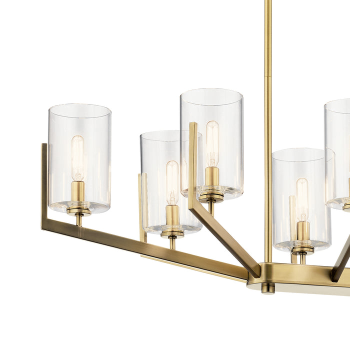 Eight Light Chandelier from the Nye collection in Brushed Natural Brass finish