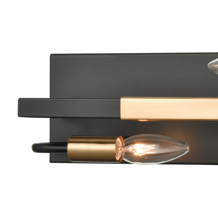 Two Light Vanity from the Heathrow collection in Matte Black, Satin Brass, Satin Brass finish