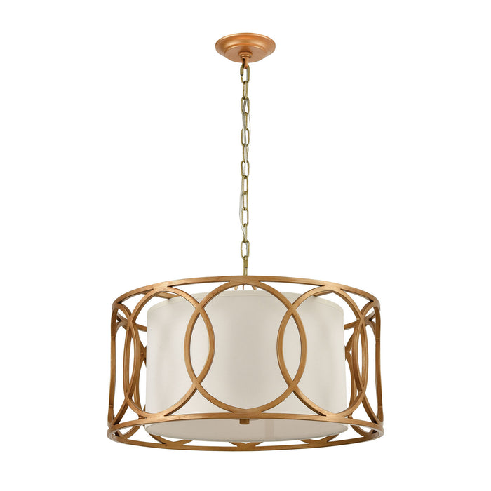 Four Light Chandelier from the Ringlets collection in Golden Silver finish