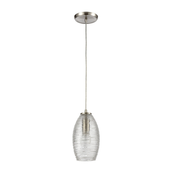 One Light Mini Pendant from the Frazzle collection in Satin Nickel finish