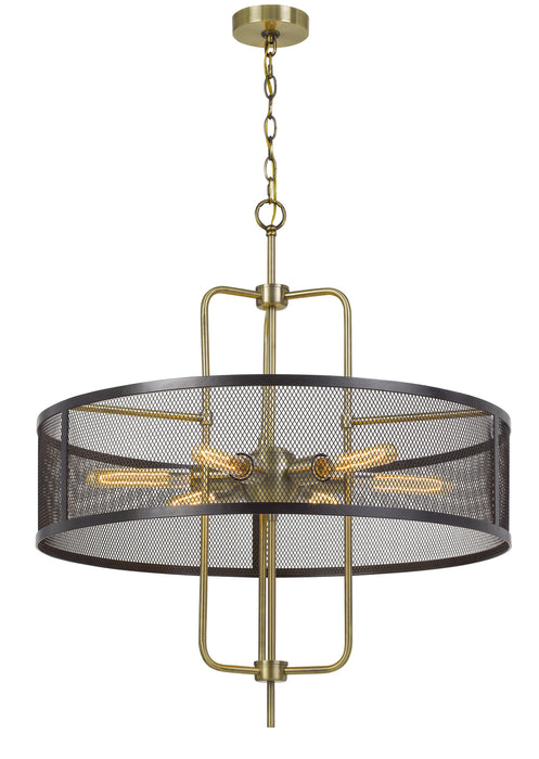 Six Light Chandelier from the Leiden collection in Antique Brass/Black finish