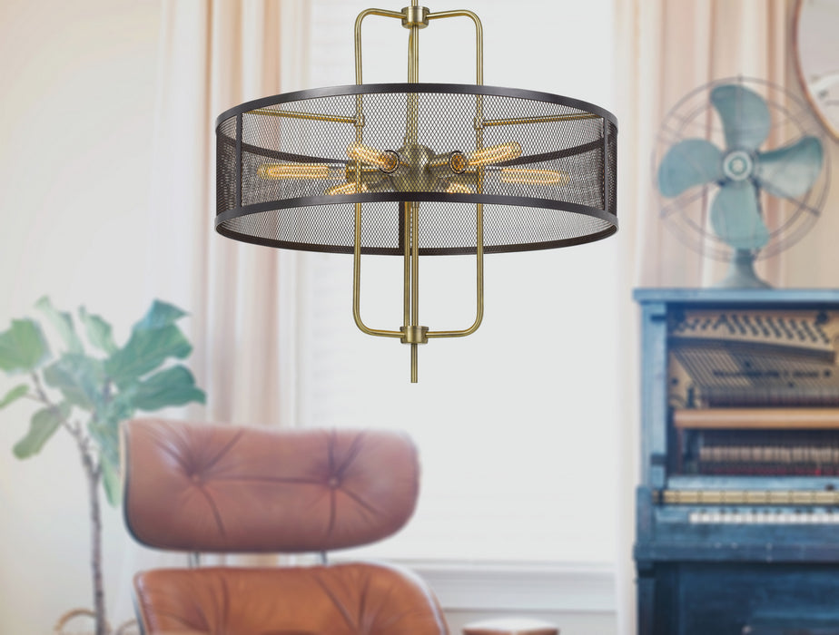 Six Light Chandelier from the Leiden collection in Antique Brass/Black finish