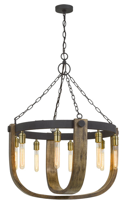 Eight Light Chandelier from the Apulia collection in Light Oak/Iron finish