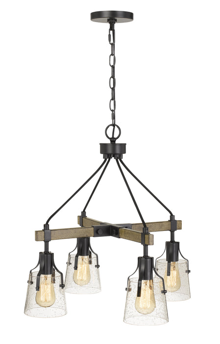 Four Light Chandelier from the Aosta collection in Wood/Iron finish