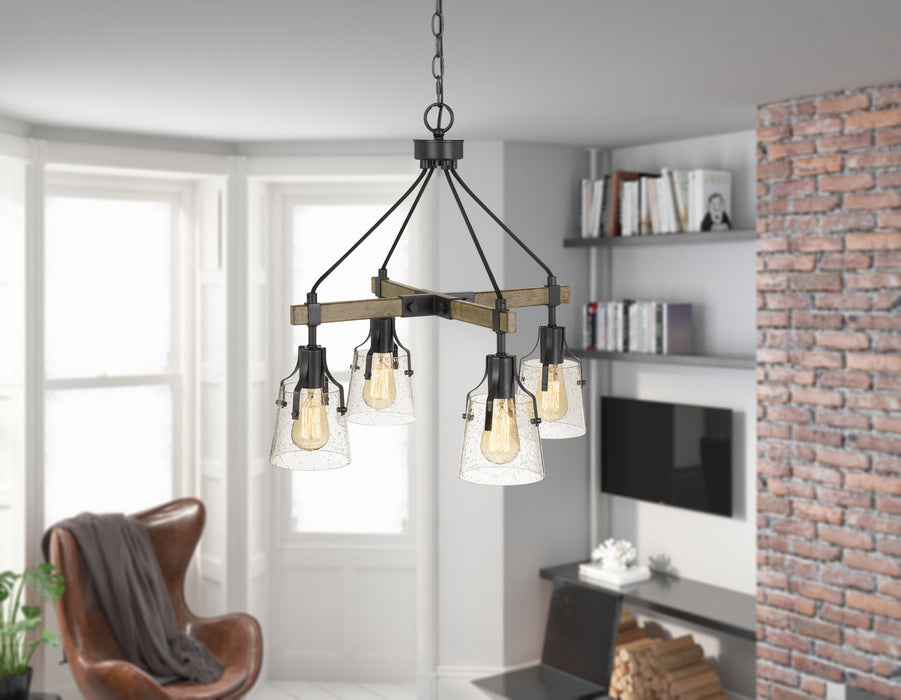 Four Light Chandelier from the Aosta collection in Wood/Iron finish