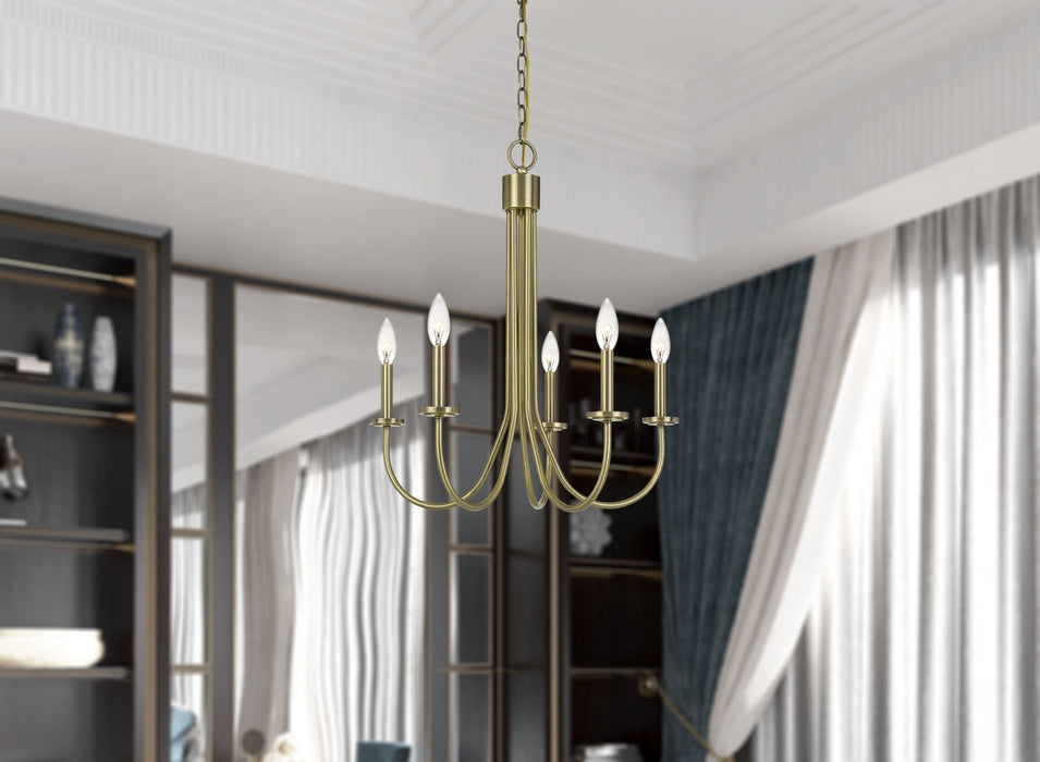 Five Light Chandelier from the Spiez collection in Antique Brass finish