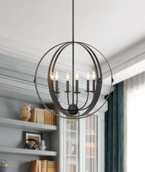 Six Light Chandelier from the Valais collection in Matte Black finish