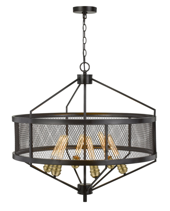 Six Light Chandelier from the Halle collection in Black/Antique Brass finish