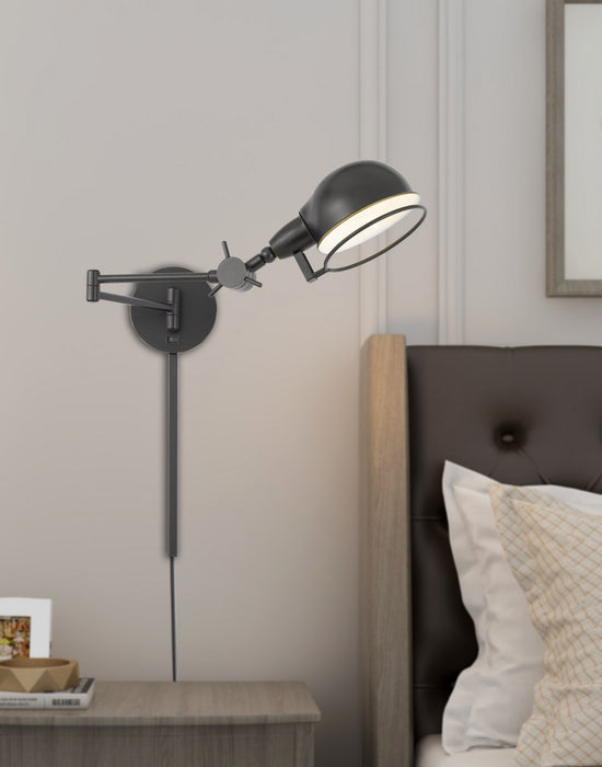 One Light Swing Arm Wall Lamp from the Linthal collection in Dark Bronze finish