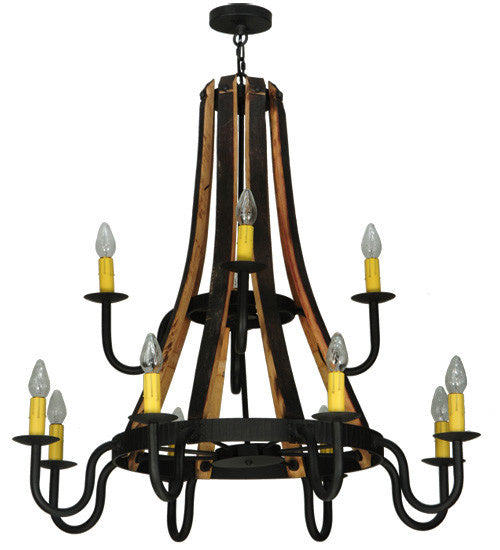 12 Light Chandelier from the Barrel Stave collection in Wrought Iron finish
