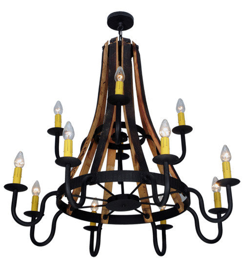 12 Light Chandelier from the Barrel Stave collection in Wrought Iron finish