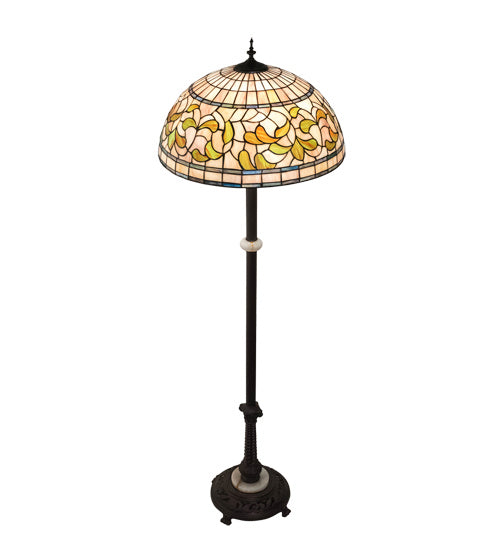 Three Light Floor Lamp from the Tiffany Turning Leaf collection in Mahogany Bronze finish
