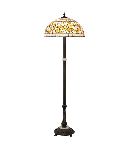 Three Light Floor Lamp from the Tiffany Turning Leaf collection in Mahogany Bronze finish