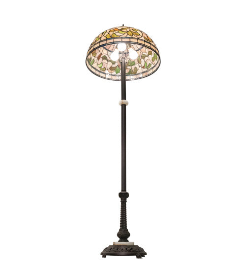 Three Light Floor Lamp from the Tiffany Turning Leaf collection in Mahogany Bronze finish
