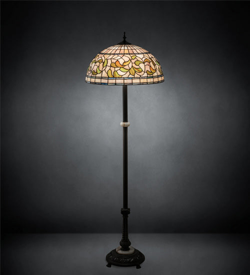 Three Light Floor Lamp from the Tiffany Turning Leaf collection in Mahogany Bronze finish