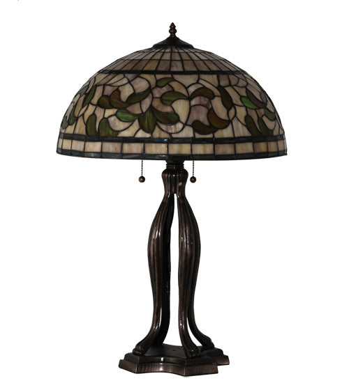Three Light Table Lamp from the Tiffany Turning Leaf collection in Mahogany Bronze finish