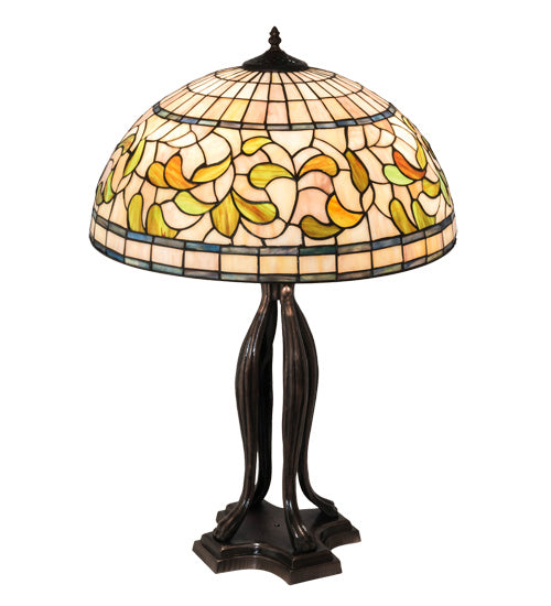 Three Light Table Lamp from the Tiffany Turning Leaf collection in Mahogany Bronze finish