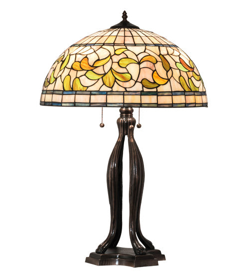 Three Light Table Lamp from the Tiffany Turning Leaf collection in Mahogany Bronze finish
