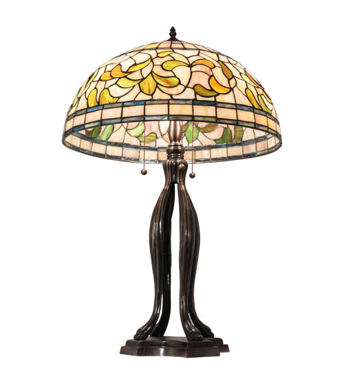 Three Light Table Lamp from the Tiffany Turning Leaf collection in Mahogany Bronze finish