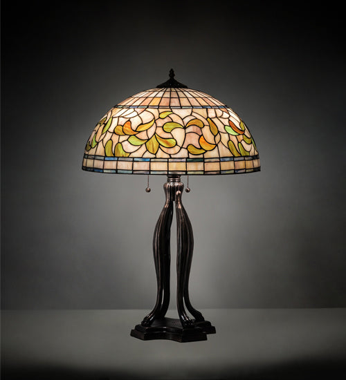 Three Light Table Lamp from the Tiffany Turning Leaf collection in Mahogany Bronze finish