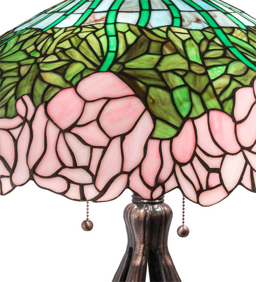 Three Light Table Lamp from the Cabbage Rose collection in Mahogany Bronze finish