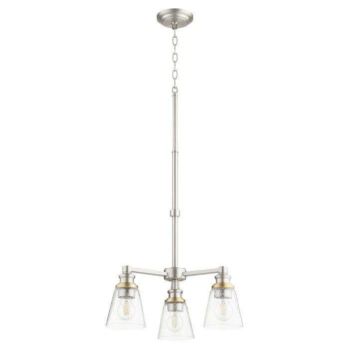 Three Light Chandelier from the Dunbar collection in Satin Nickel finish