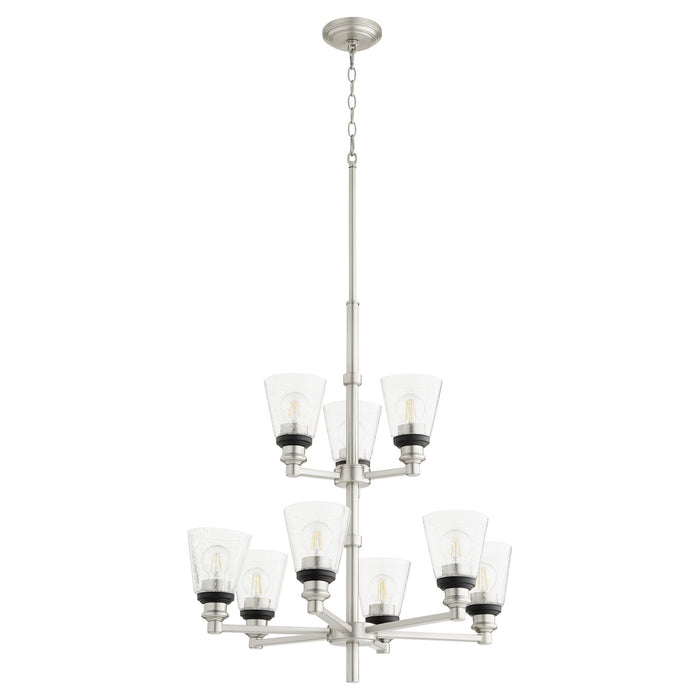 Nine Light Chandelier from the Dunbar collection in Satin Nickel finish