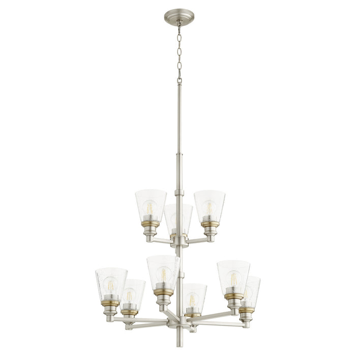 Nine Light Chandelier from the Dunbar collection in Satin Nickel finish