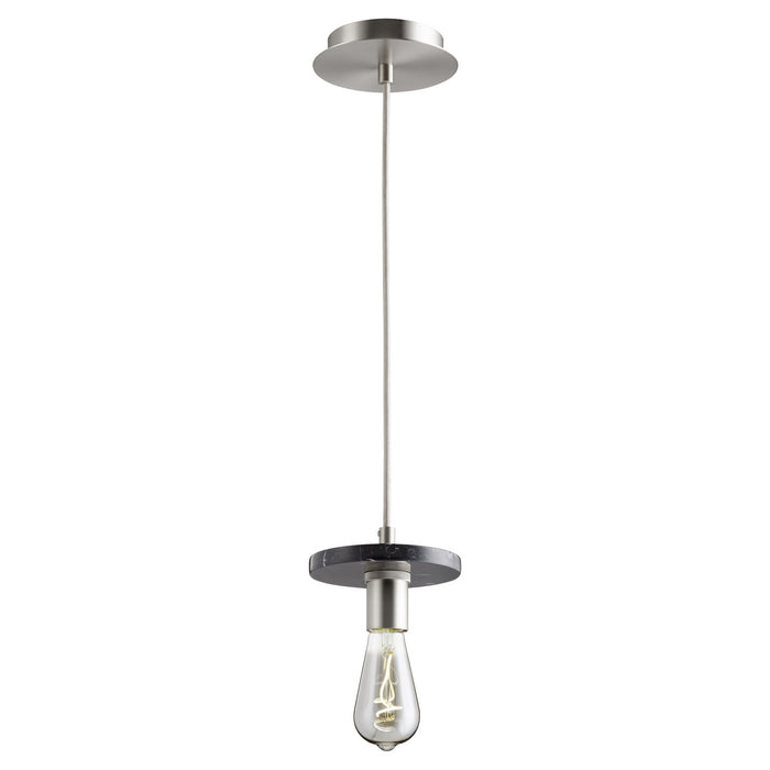 One Light Pendant in Satin Nickel w/ Black Marble finish