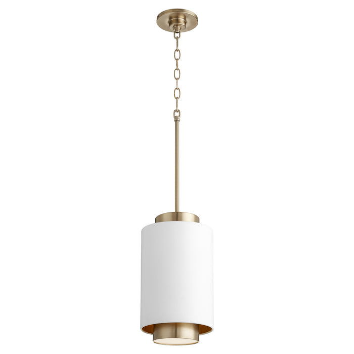 One Light Pendant in Studio White / Aged Brass finish